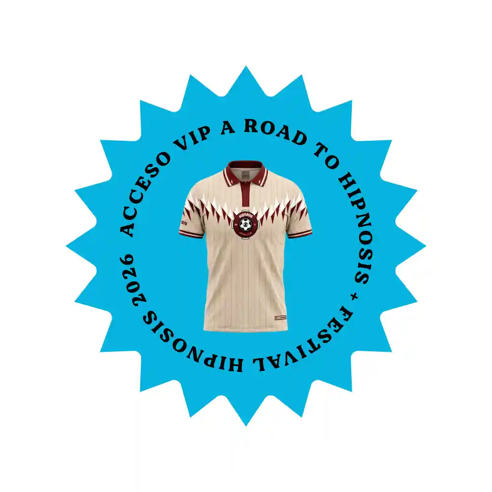 Preventa del jersey oficial de la colección "Elige tu Team 2026", inspirado en Hipnosis y diseñado como una pieza de edición limitada para fans del festival. Su combinación de colores junto con sus detalles gráficos, traduce la energía y el carácter de Hipnosis a una silueta de fútbol retro con valor coleccionable.

Incluye 1 acceso VIP a toda la programación Road to Hipnosis + Festival Hipnosis 2026. 
Importante: El listado de fechas, talentos, venues, dinámicas, términos y condiciones se